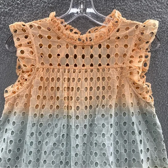 Anthropologie Ollari Ombre Lined Eyelet Pastel Sleeveless Cotton Top Blouse XS - Picture 8 of 12